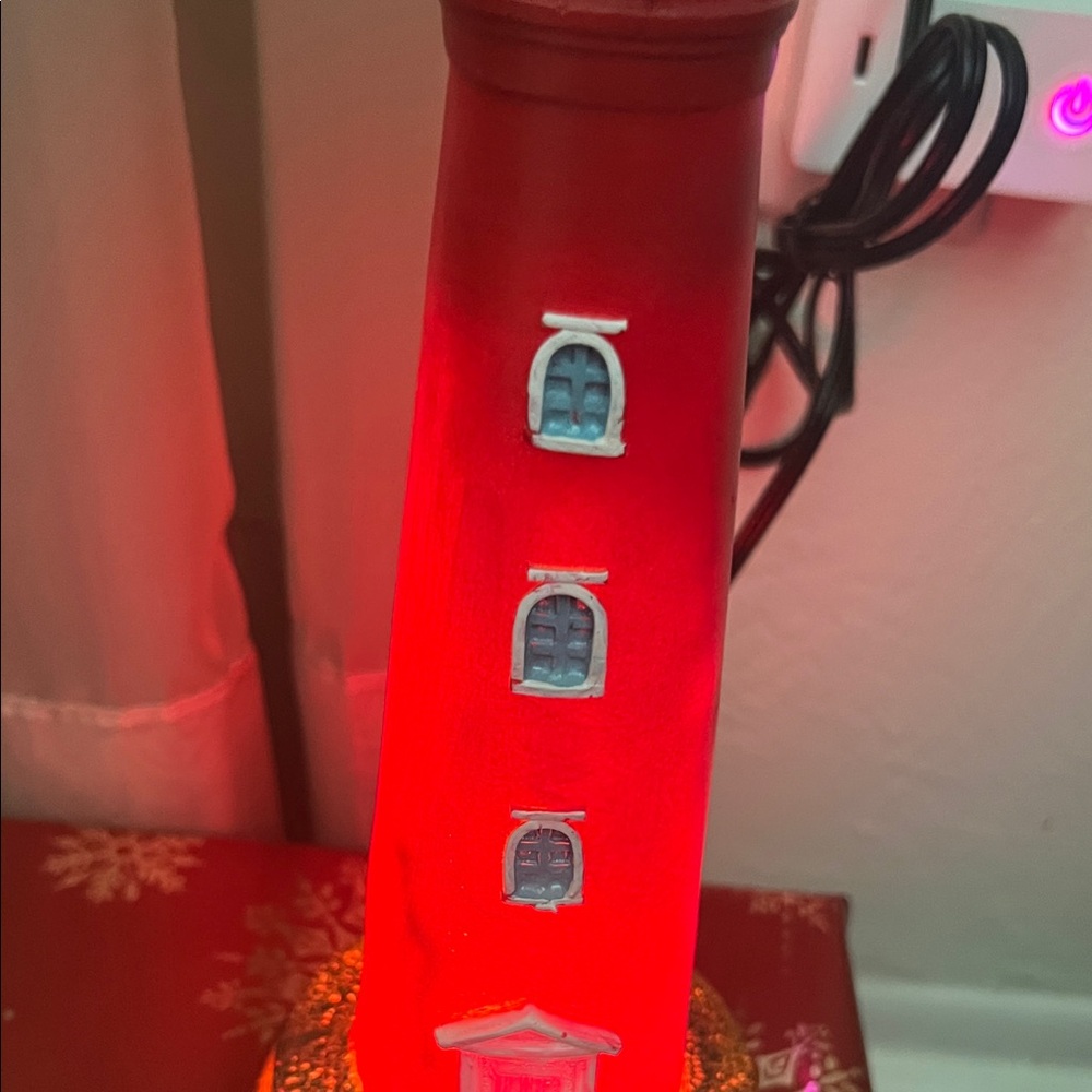 (0371) Red Lighthouse any Holiday Decor..plug in will light up. Over 200 step. - Picture 5 of 12